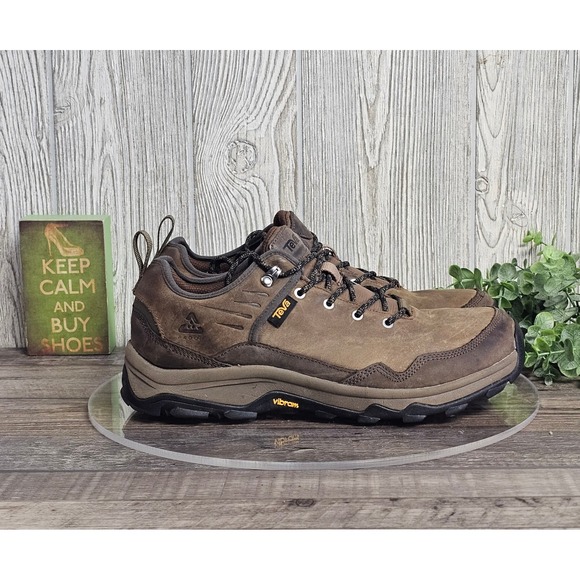 Teva Riva RP Brown Leather Waterproof Hiking Shoes Vibram Sole Men Size 10.5 - Picture 2 of 9